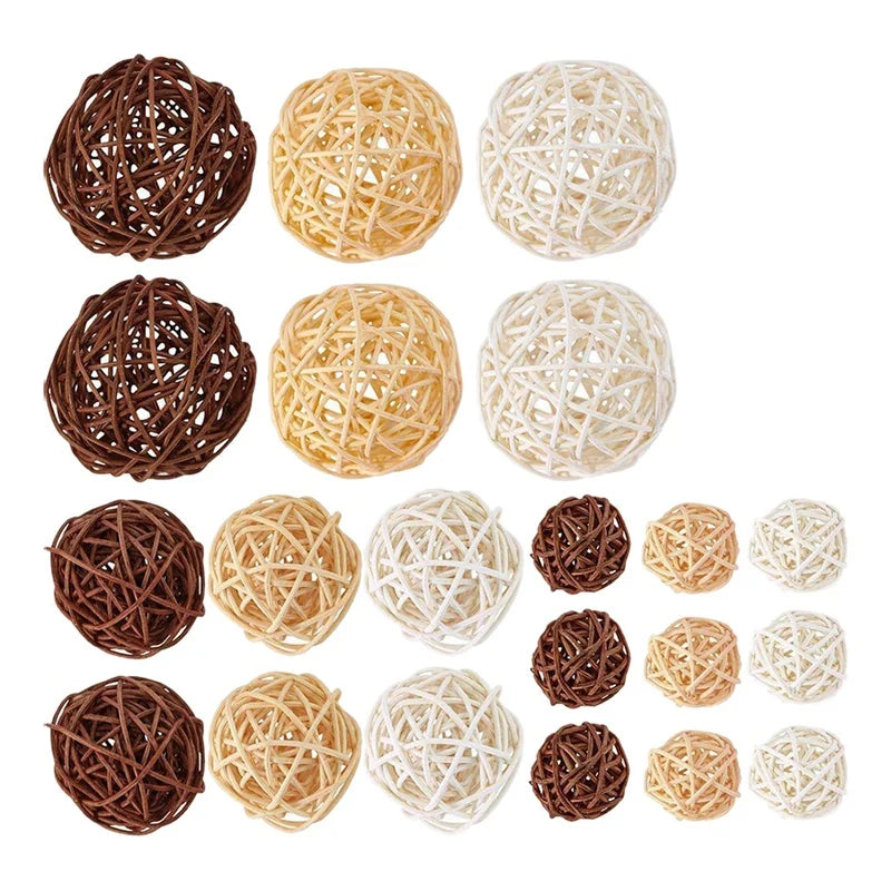 21 Pcs/Lot Mixed 3 Colors Rattan Balls Vase Decoration