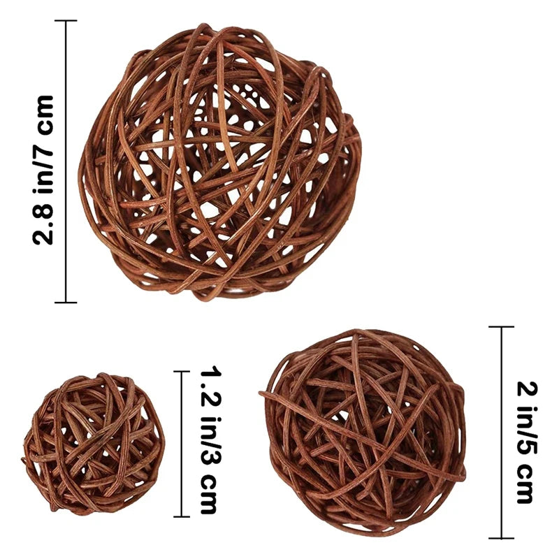 21 Pcs/Lot Mixed 3 Colors Rattan Balls Vase Decoration