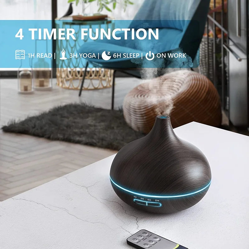 550ml Essential Oil Diffuser with 7 Color LED Lights & Remote Control