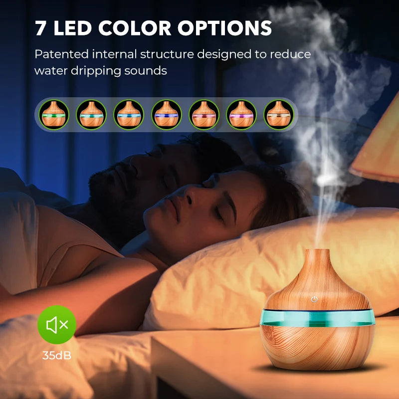 Essential Aroma Oil Diffuser Ultrasonic Wood Grain Humidifier