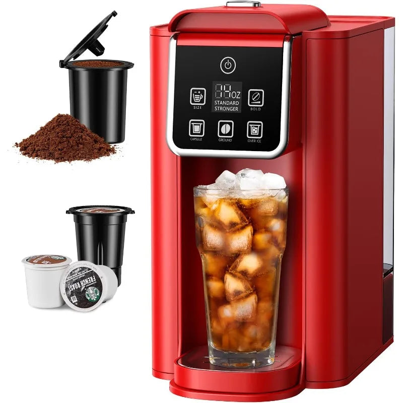 Hot and Iced Coffee Machine for K Cup Pods & Ground Coffee