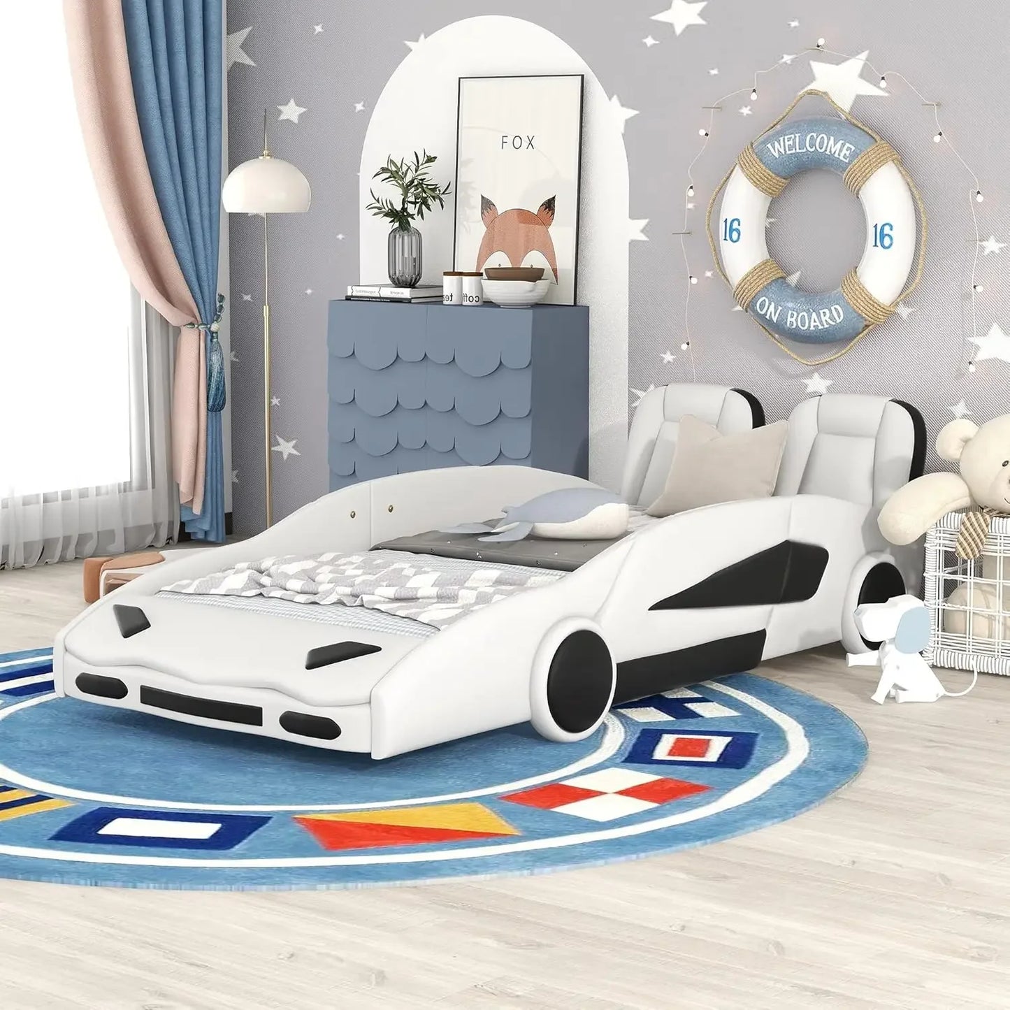 Car-Shaped Platform Wooden Bedframe