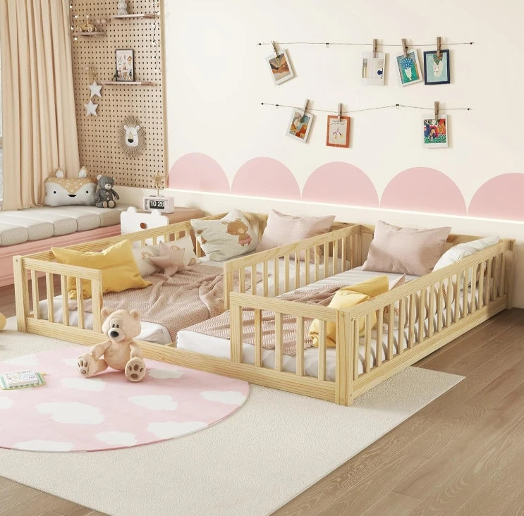 Floor Bed for 2 Kids, Montessori Bed Frame