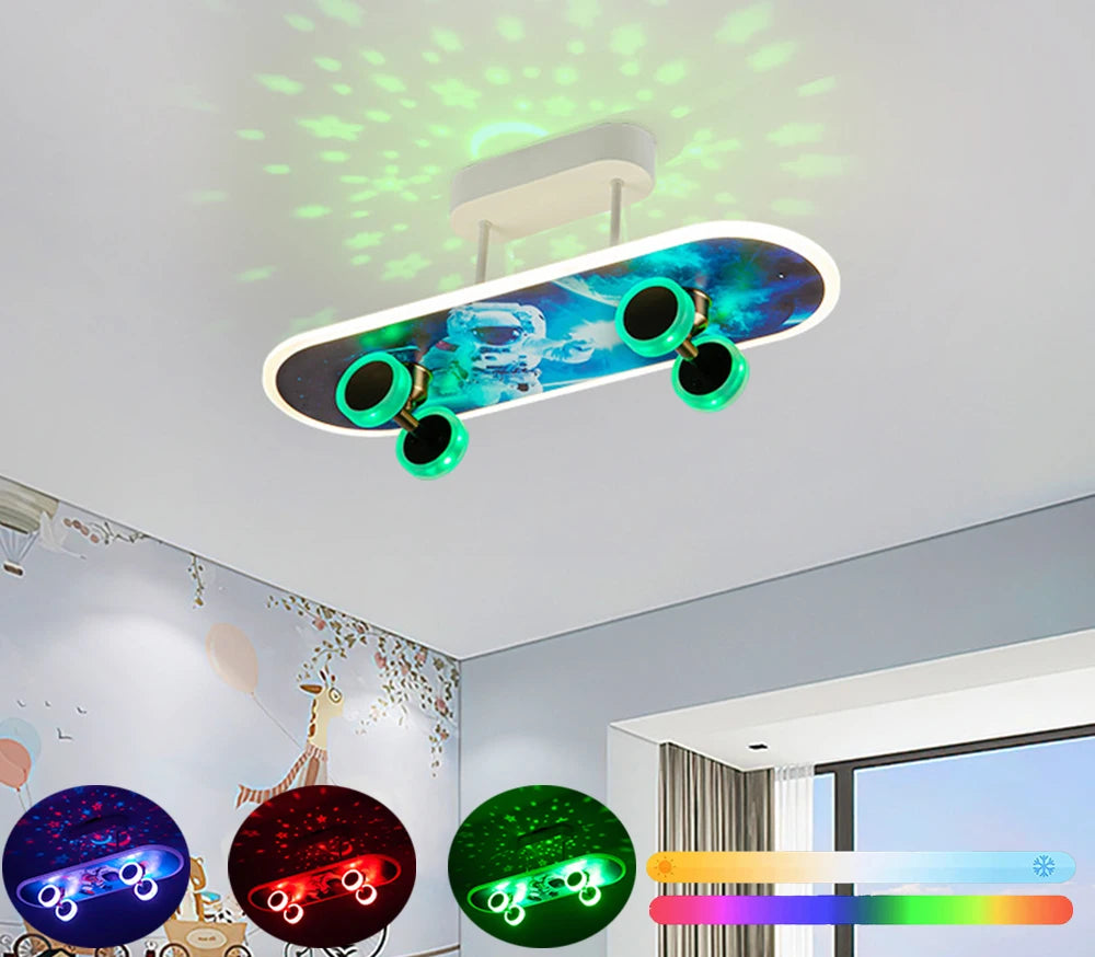 Kids Bedroom Skateboard Ceiling Light