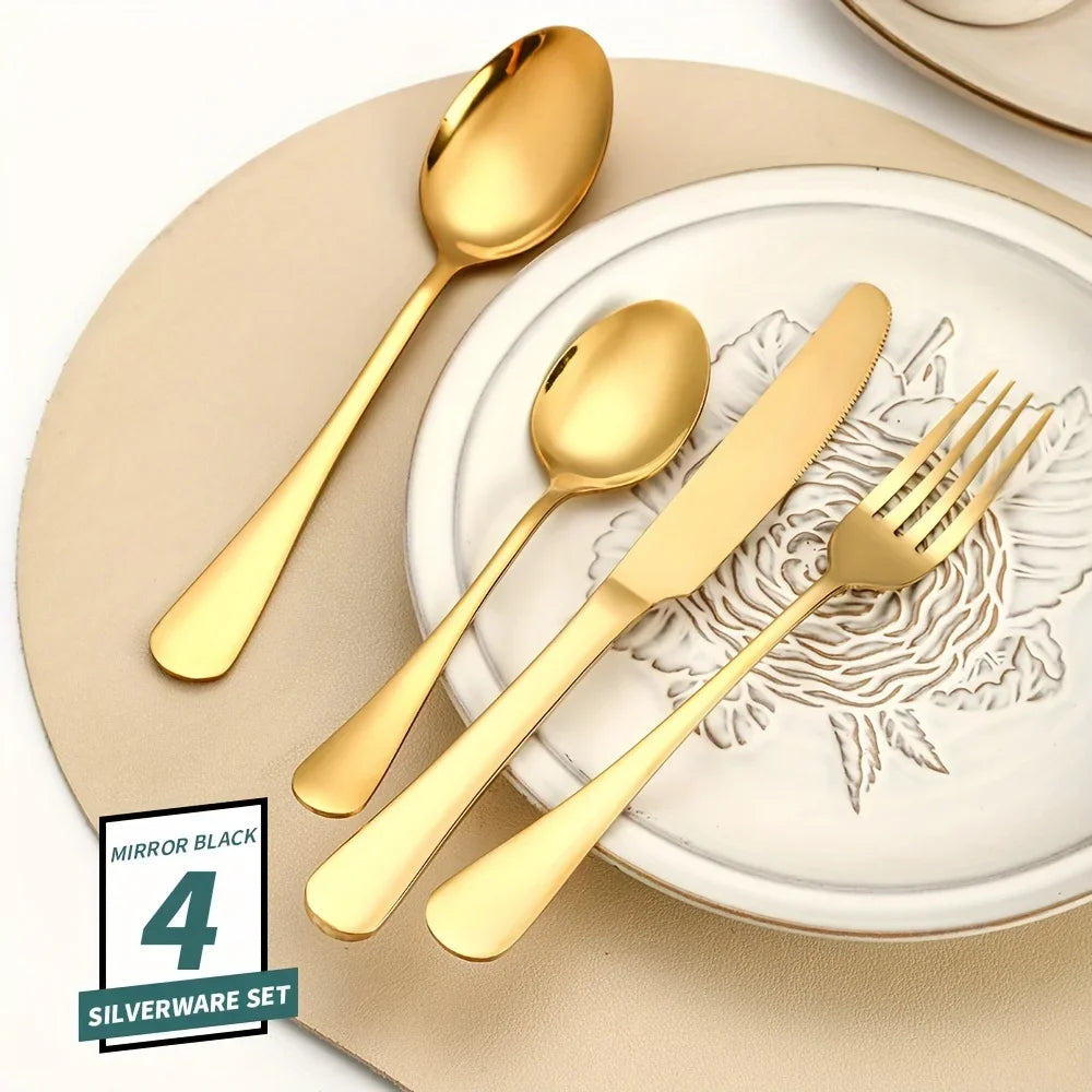24pcs Elegant Stainless Steel Flatware Set