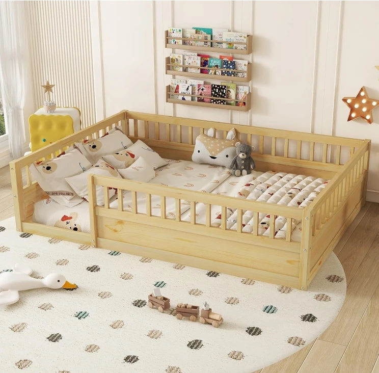 Floor Bed for 2 Kids, Montessori Bed Frame