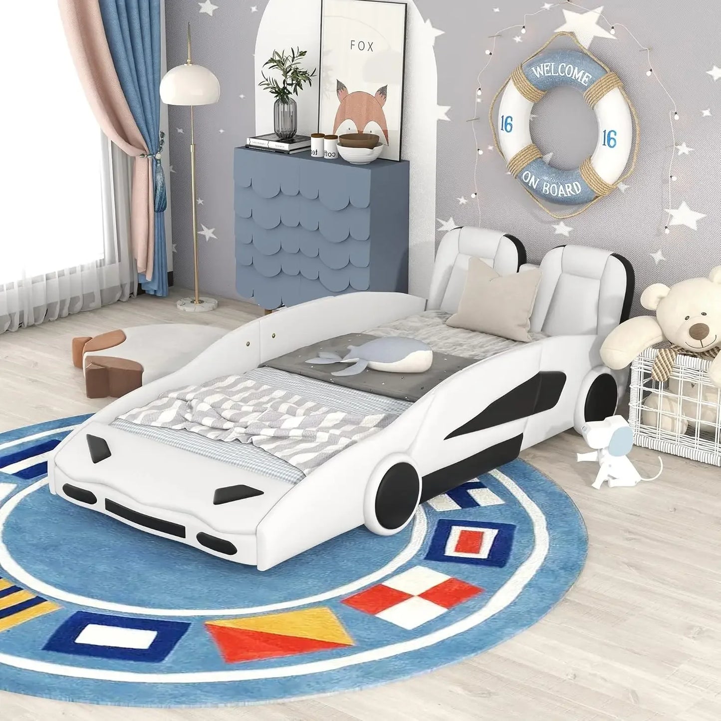Car-Shaped Platform Wooden Bedframe