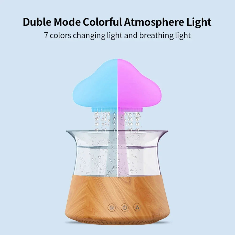 Mushroom Rain Air Humidifier Rain Cloud Design Colorful Night Light