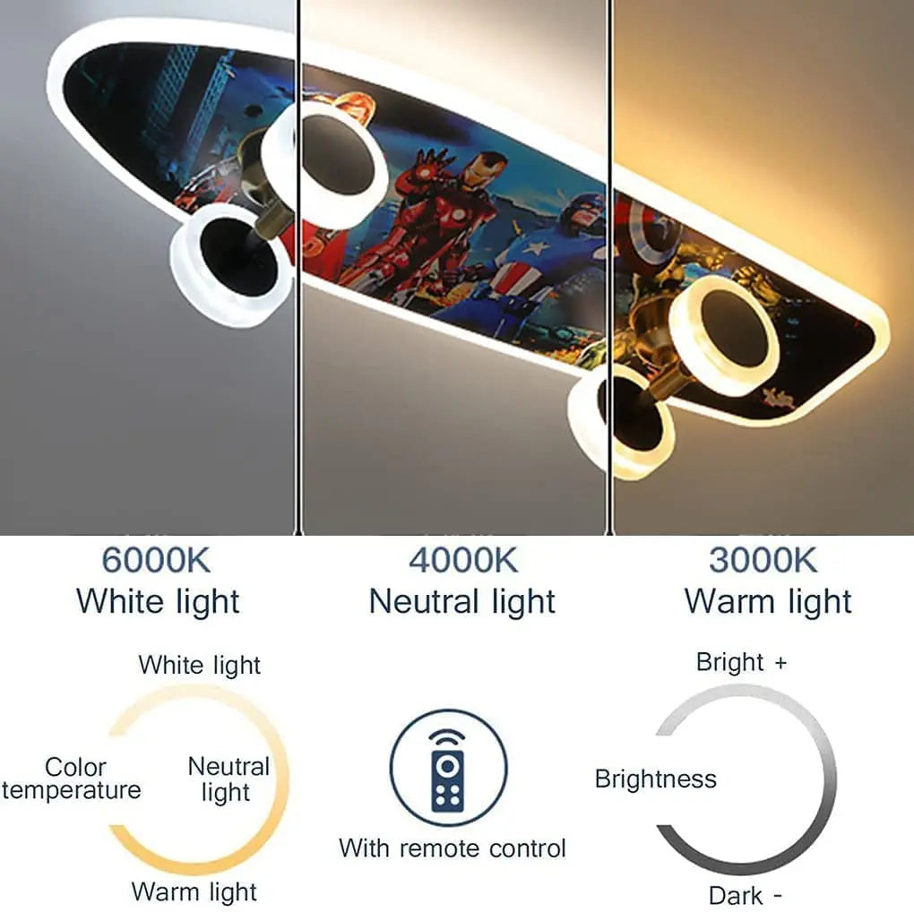 Kids Bedroom Skateboard Ceiling Light