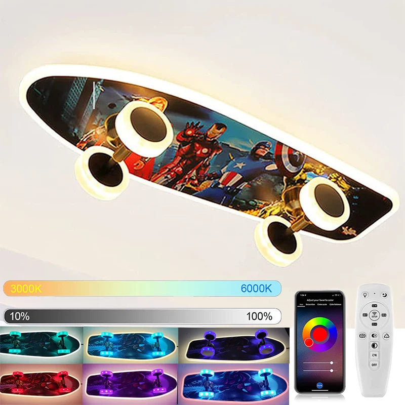 Kids Bedroom Skateboard Ceiling Light