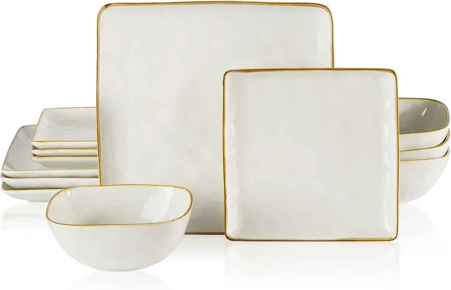 Ocean Square 12-Piece Kitchen Plates and Bowls Sets