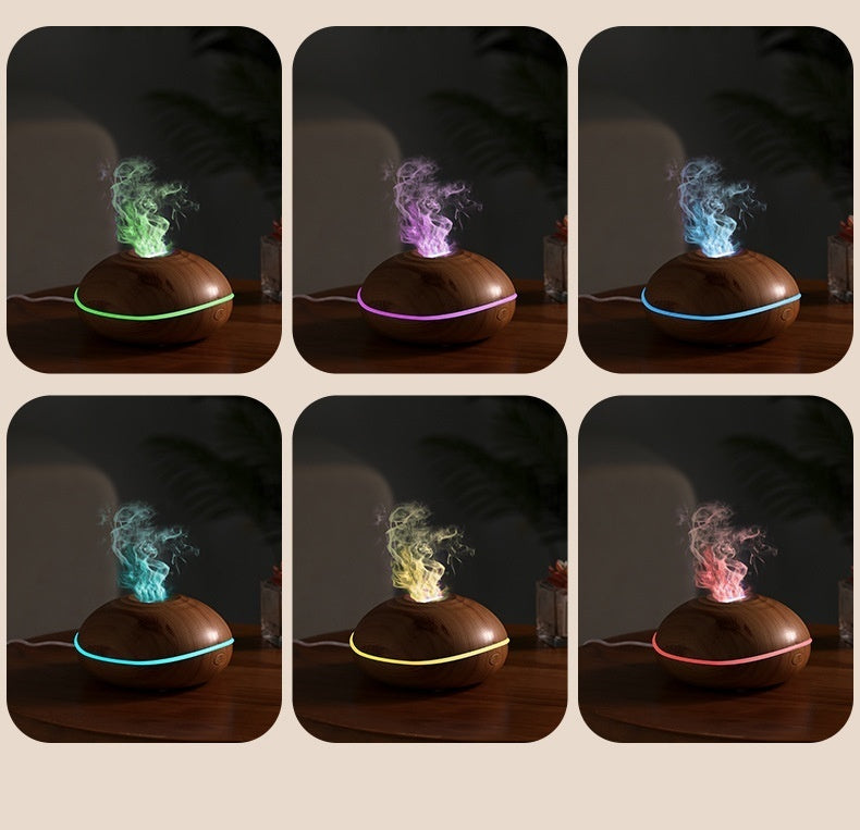 7 colores Fire Flame Wood grain aromatherapy Diffuser