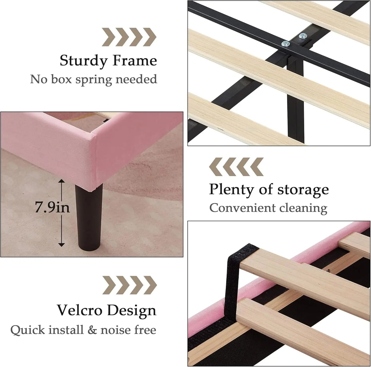 Twin Upholstered Platform Bed Frame