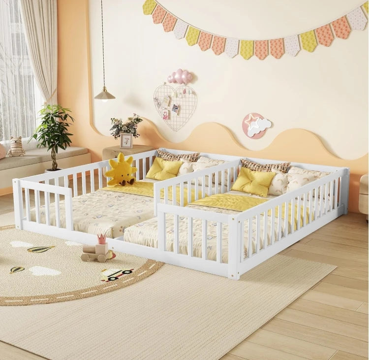 Floor Bed for 2 Kids, Montessori Bed Frame