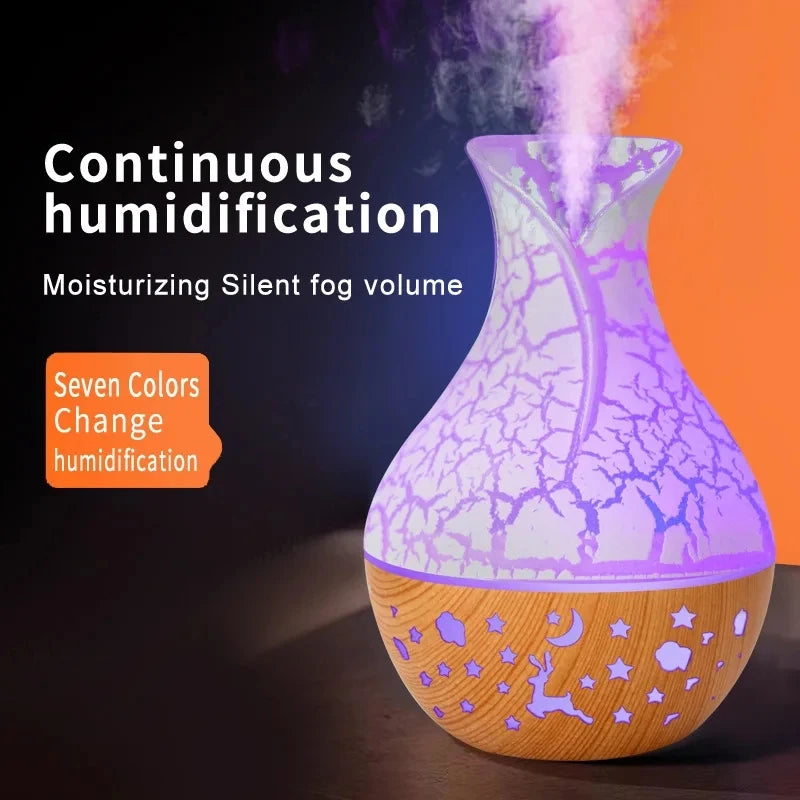 7 Colors Cracked Vase Air Humidifier Diffuser