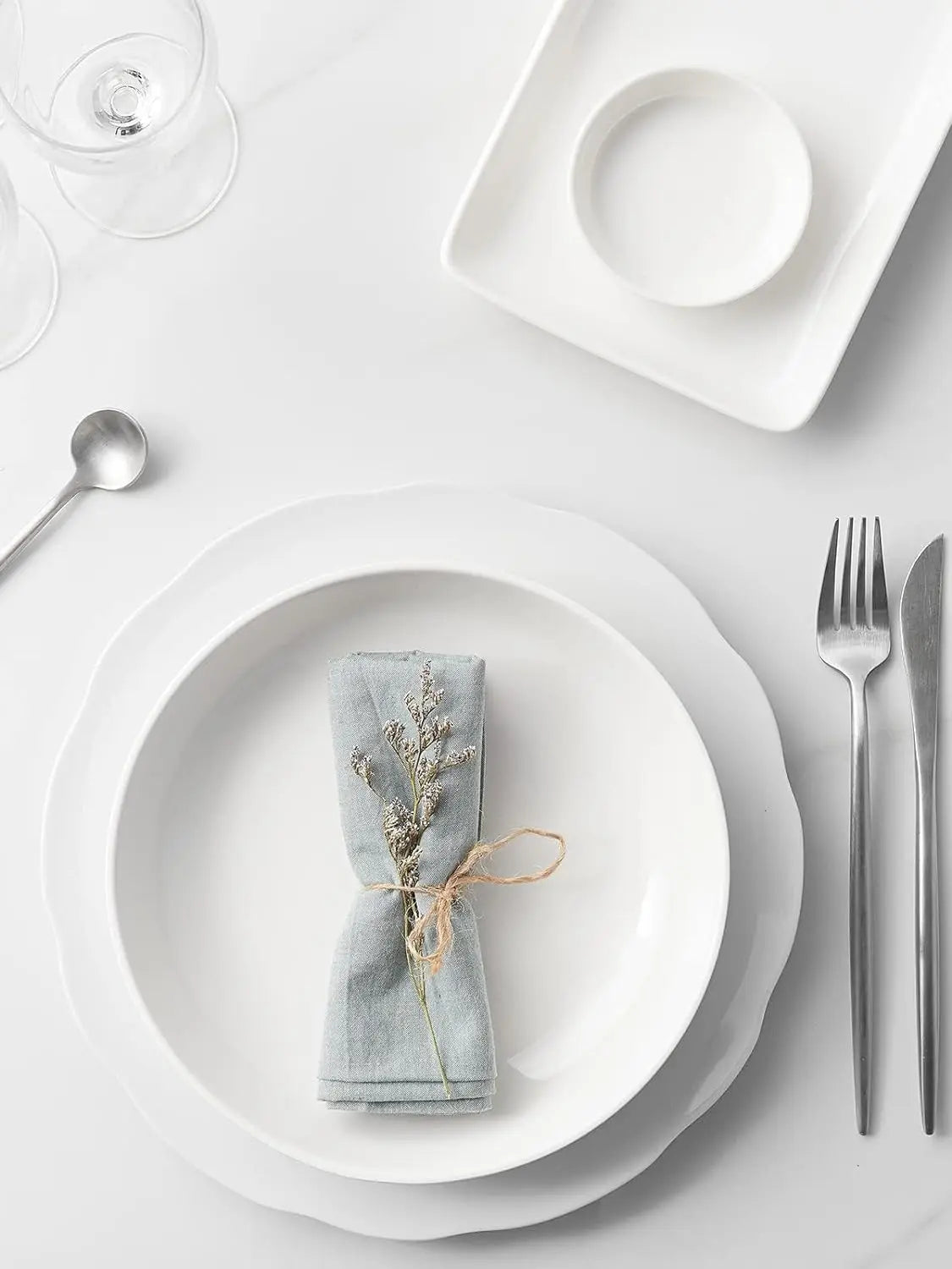 White Porcelain Pasta, Salad, and Soup Bowls