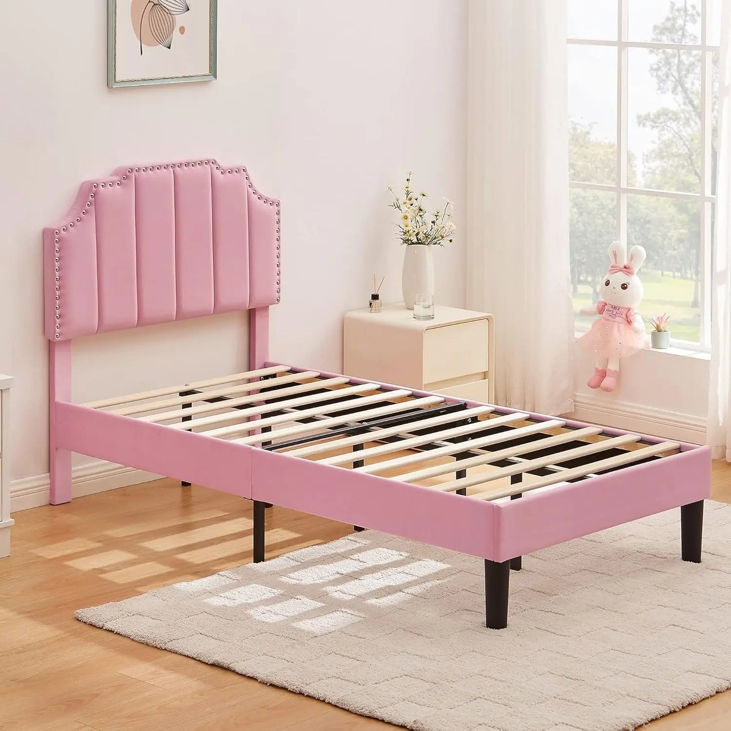 Twin Upholstered Platform Bed Frame