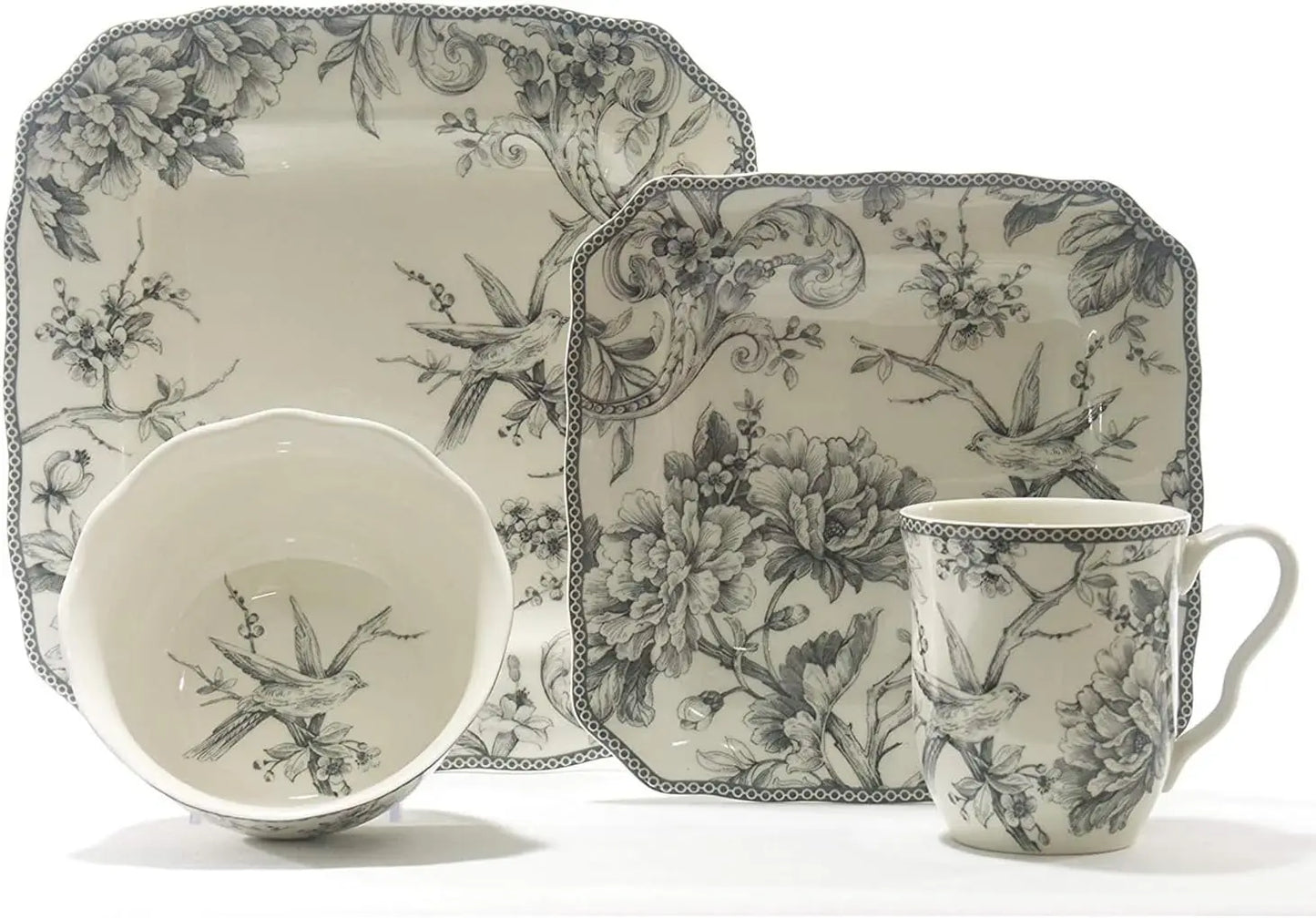 White and Grey Porcelain Dinnerware Set