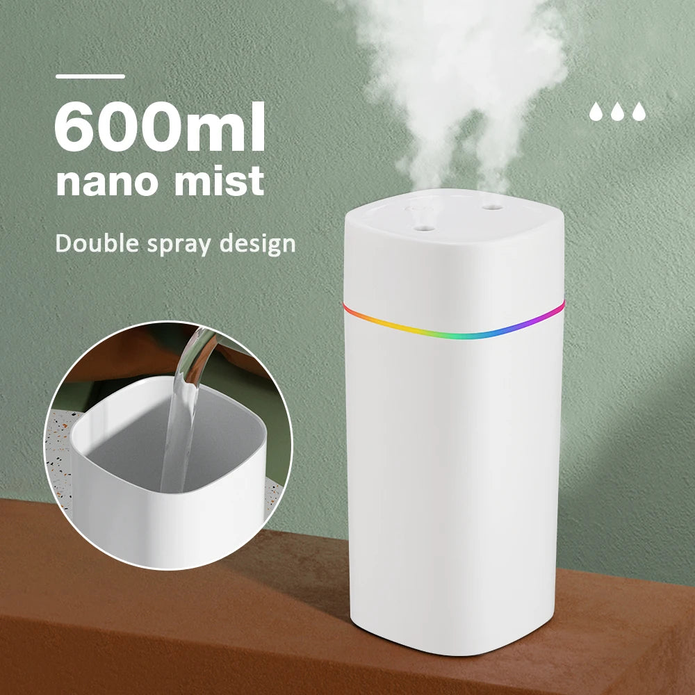 600ml Water Air Humidifier Fog Steam Spray Aroma Diffuser