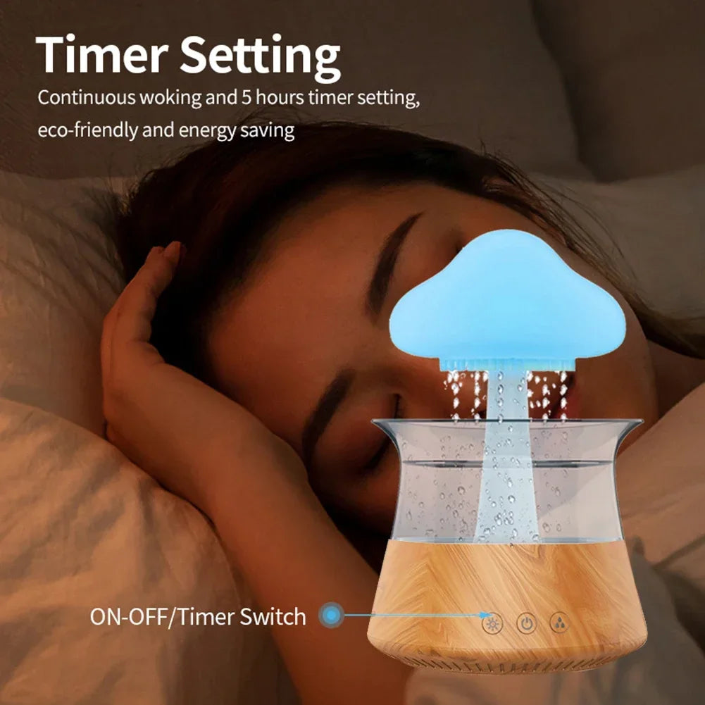 Mushroom Rain Air Humidifier Rain Cloud Design Colorful Night Light