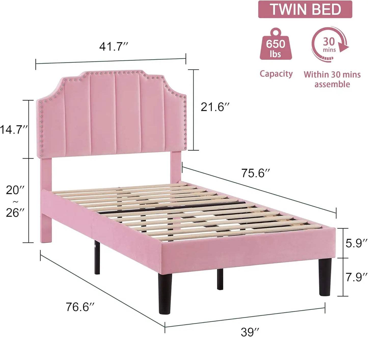 Twin Upholstered Platform Bed Frame