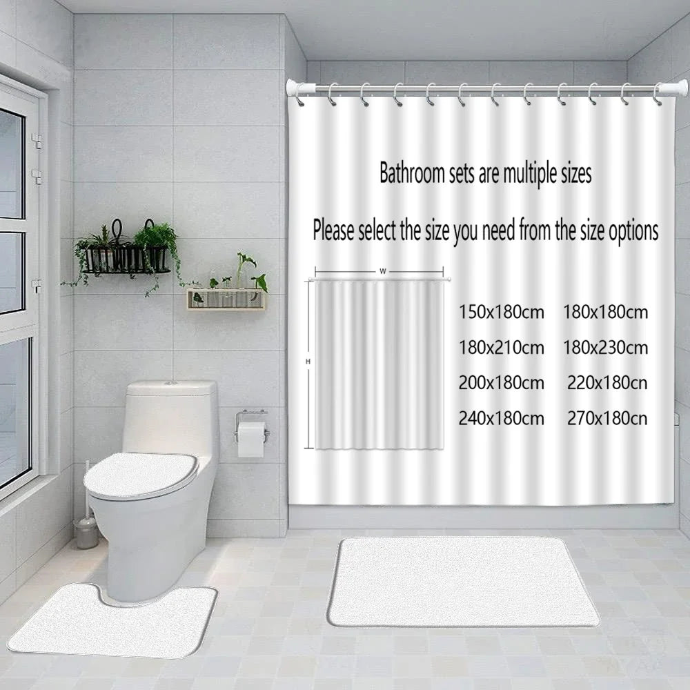 Elegant Shower Curtain with Bath Rug Set