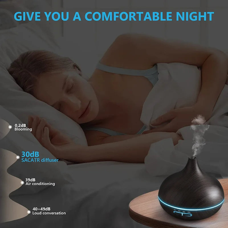 550ml Essential Oil Diffuser with 7 Color LED Lights & Remote Control