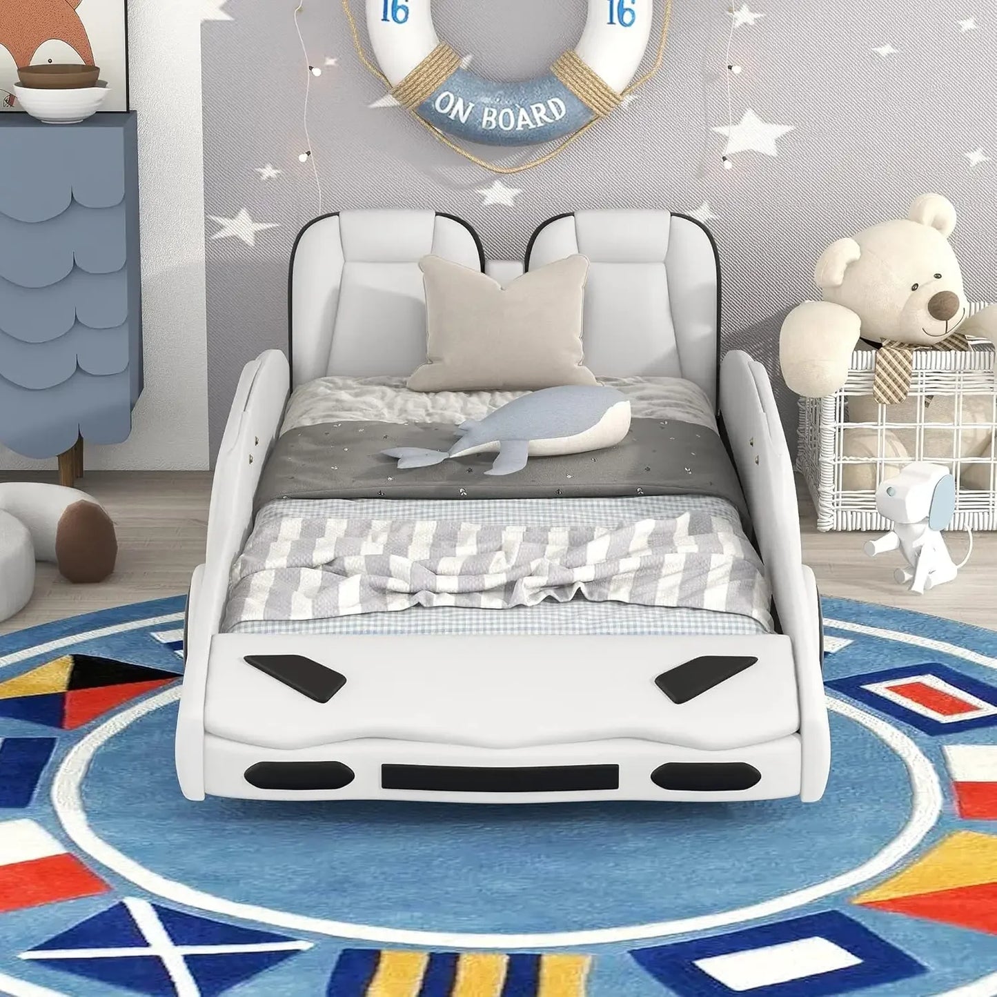 Car-Shaped Platform Wooden Bedframe