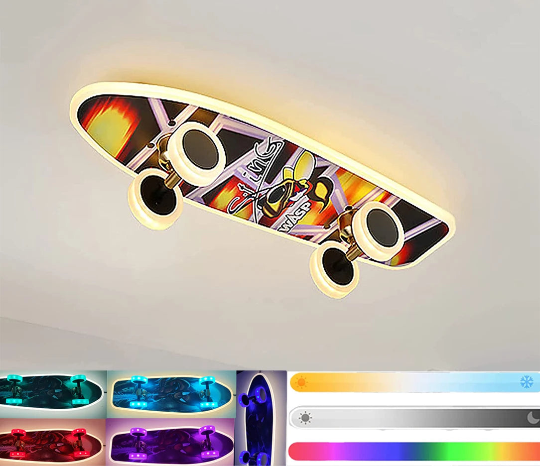 Kids Bedroom Skateboard Ceiling Light