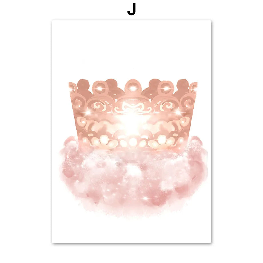 Black Cute Girl Ballet Castle Crown Wall Art Canvas Painting Nordic Posters And Prints Wall Pictures Baby Kids Room Decor