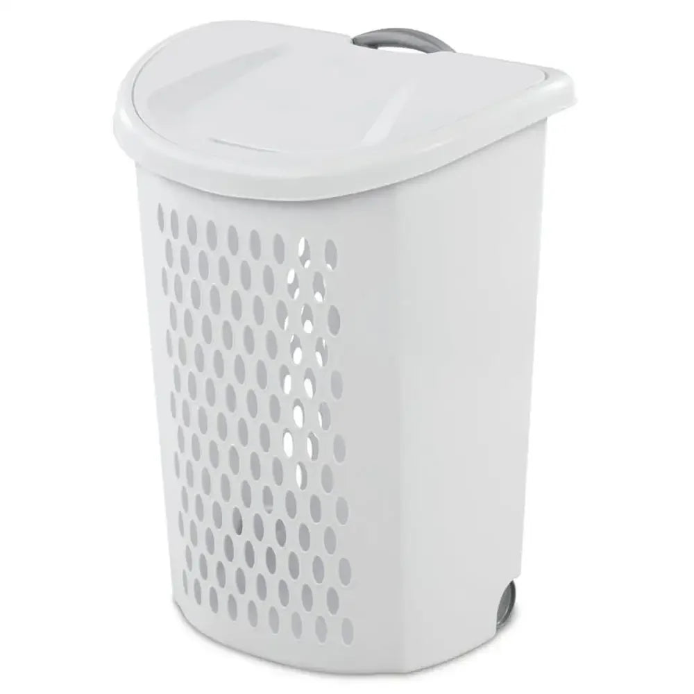 Large Wheeled Laundry Hamper with Retractable Hand