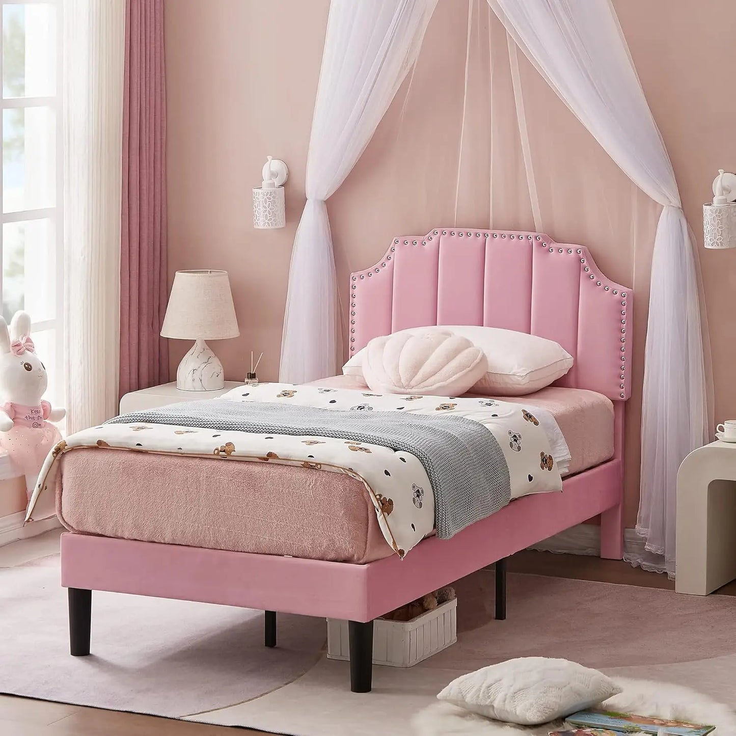 Twin Upholstered Platform Bed Frame