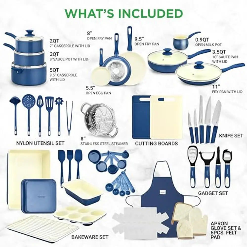 54 Piece Ceramic Non-Stick Cookware Set