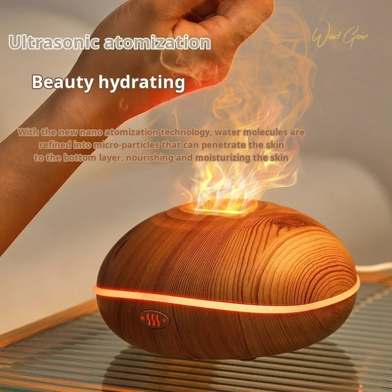 7 colores Fire Flame Wood grain aromatherapy Diffuser
