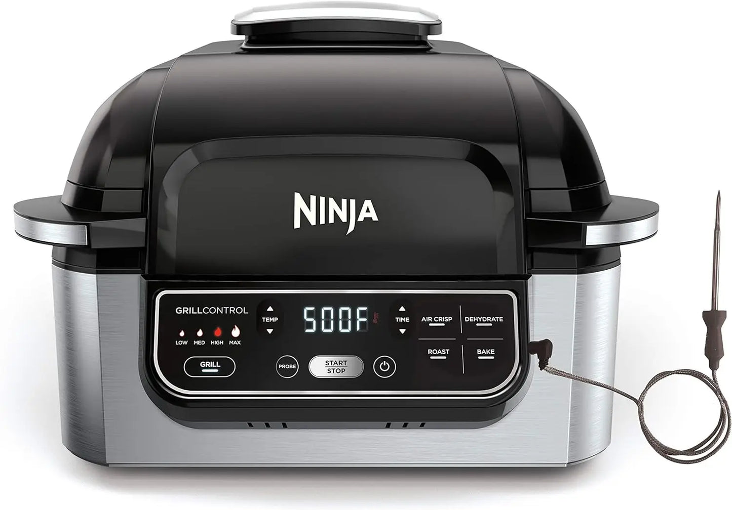 5-in-1 Indoor Electric Grill with Air Fry, Roast, and Bake - Programmable