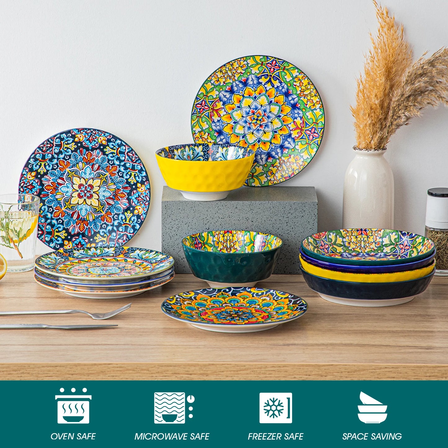 24 Piece Ceramic Dinnerware Set