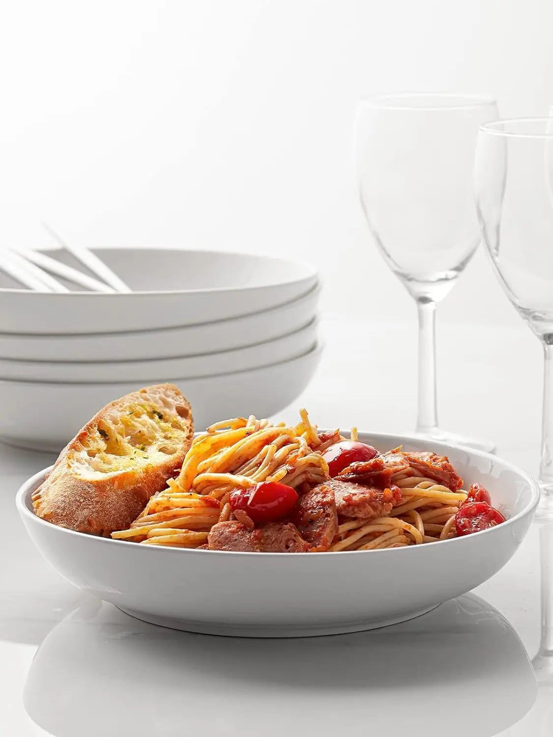 White Porcelain Pasta, Salad, and Soup Bowls