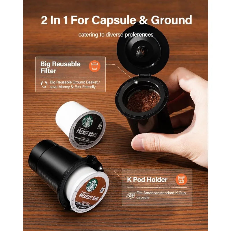 Hot and Iced Coffee Machine for K Cup Pods & Ground Coffee