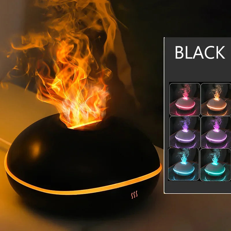 7 colores Fire Flame Wood grain aromatherapy Diffuser