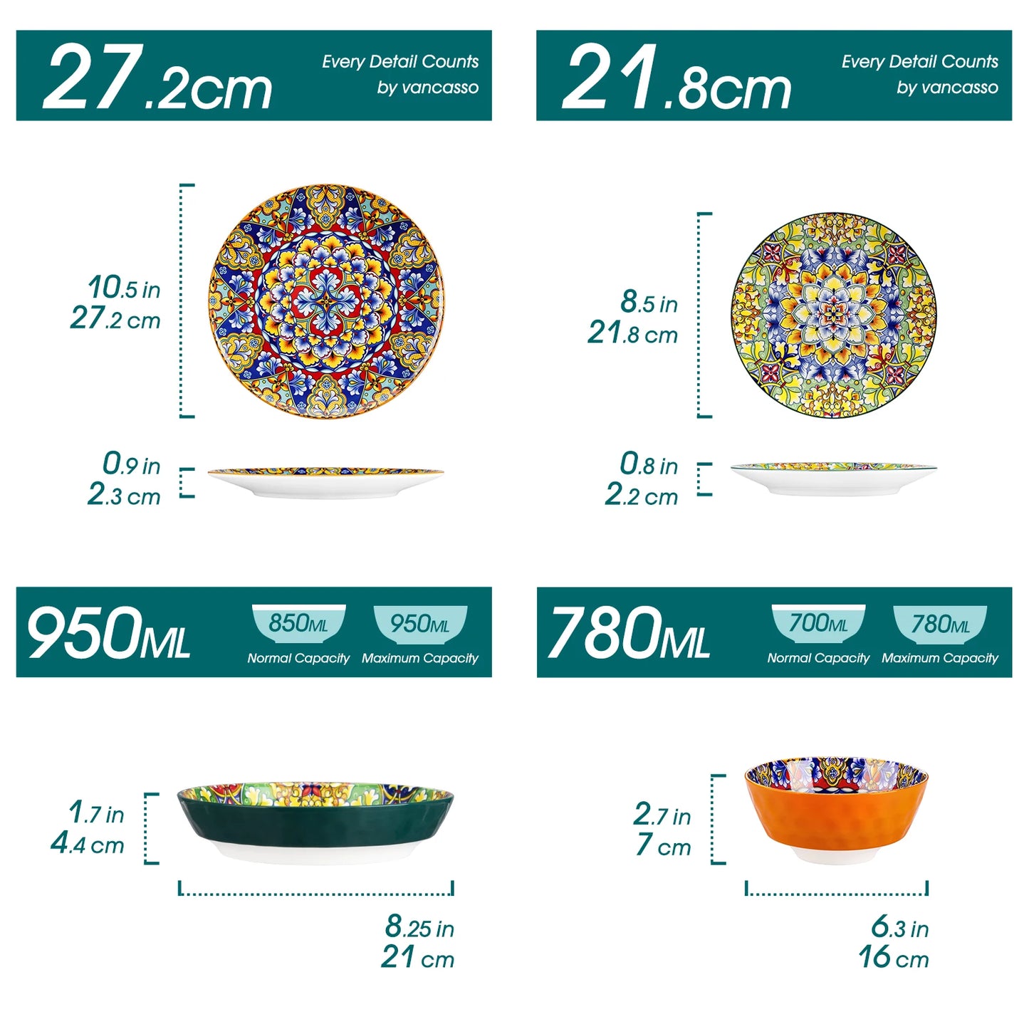 24 Piece Ceramic Dinnerware Set