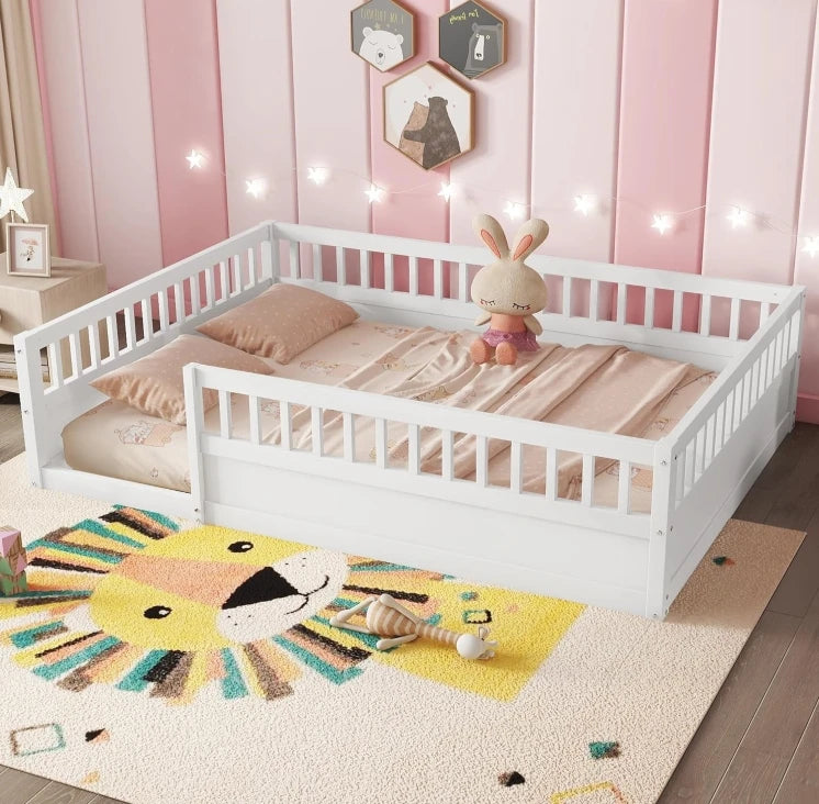 Floor Bed for 2 Kids, Montessori Bed Frame
