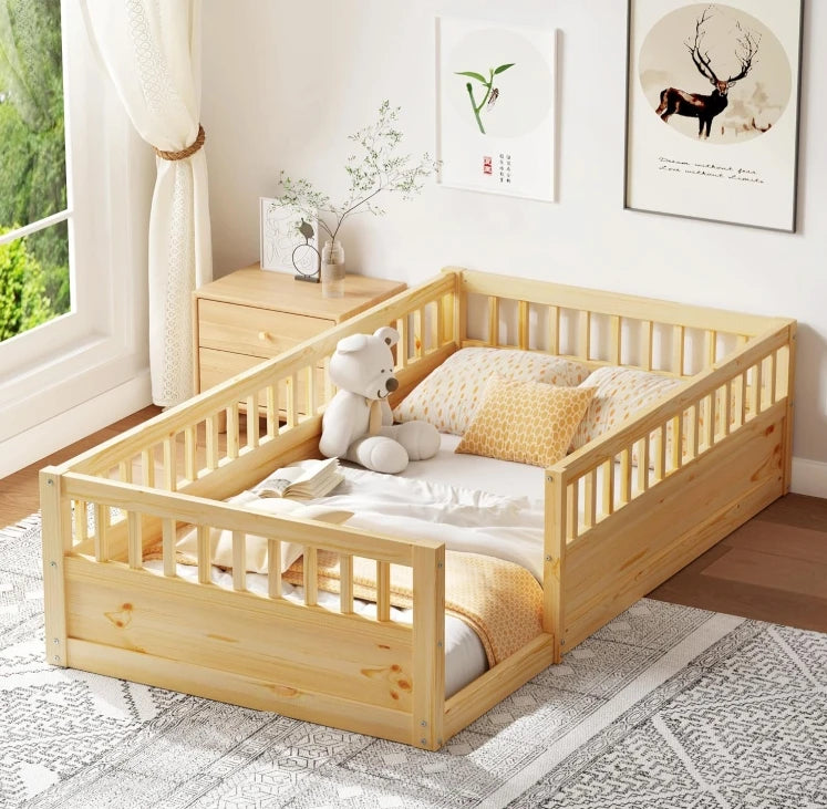 Floor Bed for 2 Kids, Montessori Bed Frame