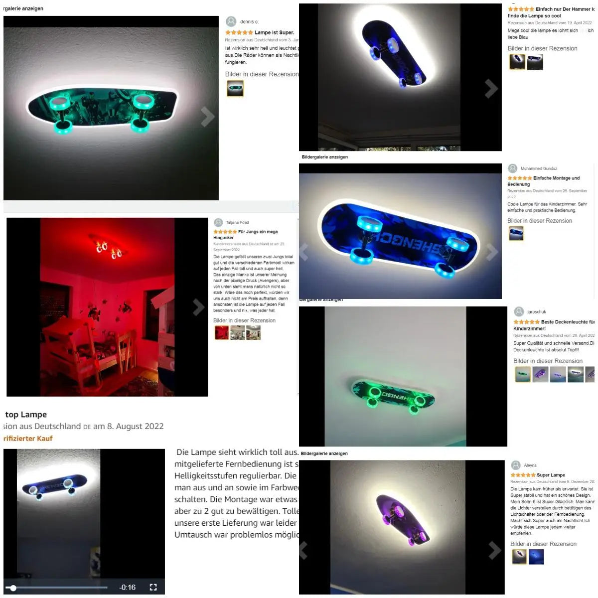 Kids Bedroom Skateboard Ceiling Light