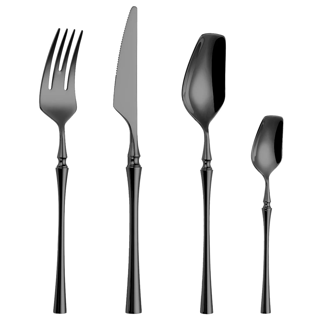 12/16/20 Pieces Knife Fork Spoon Set Gold Cutlery Set Stainless Steel Western Tableware Black Dinnerware Mirror Elegant Flatware