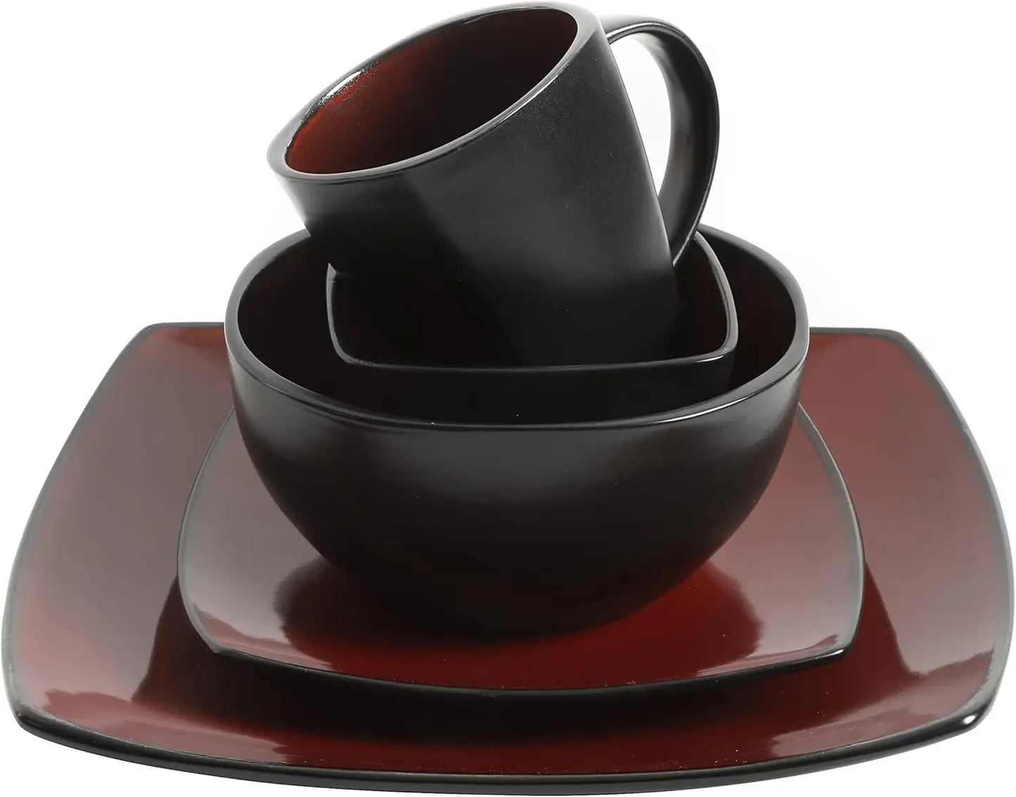 Square Reactive Glaze Stoneware Dinnerware Set