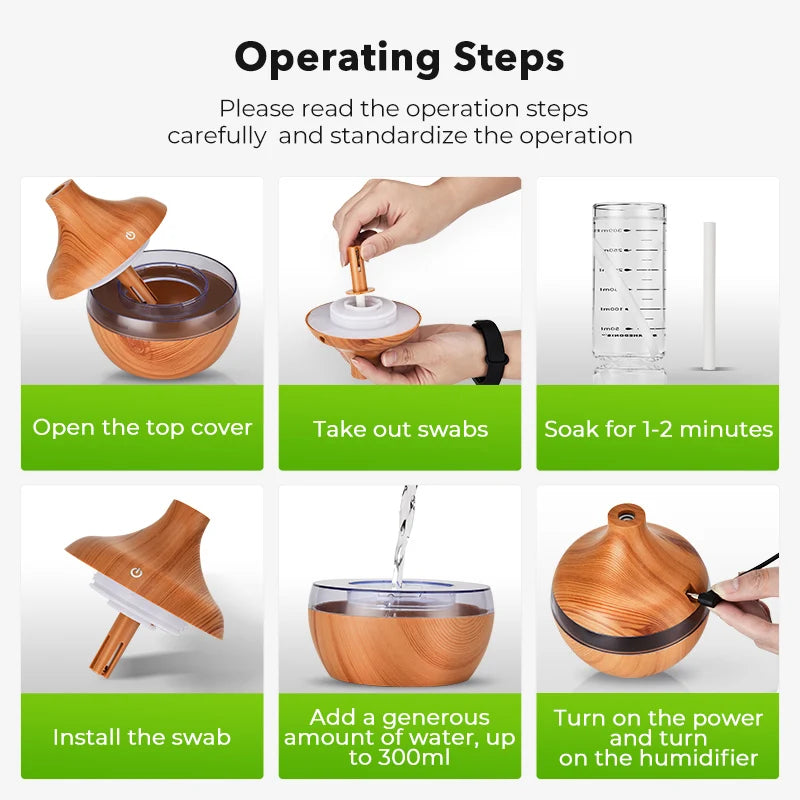 Essential Aroma Oil Diffuser Ultrasonic Wood Grain Humidifier
