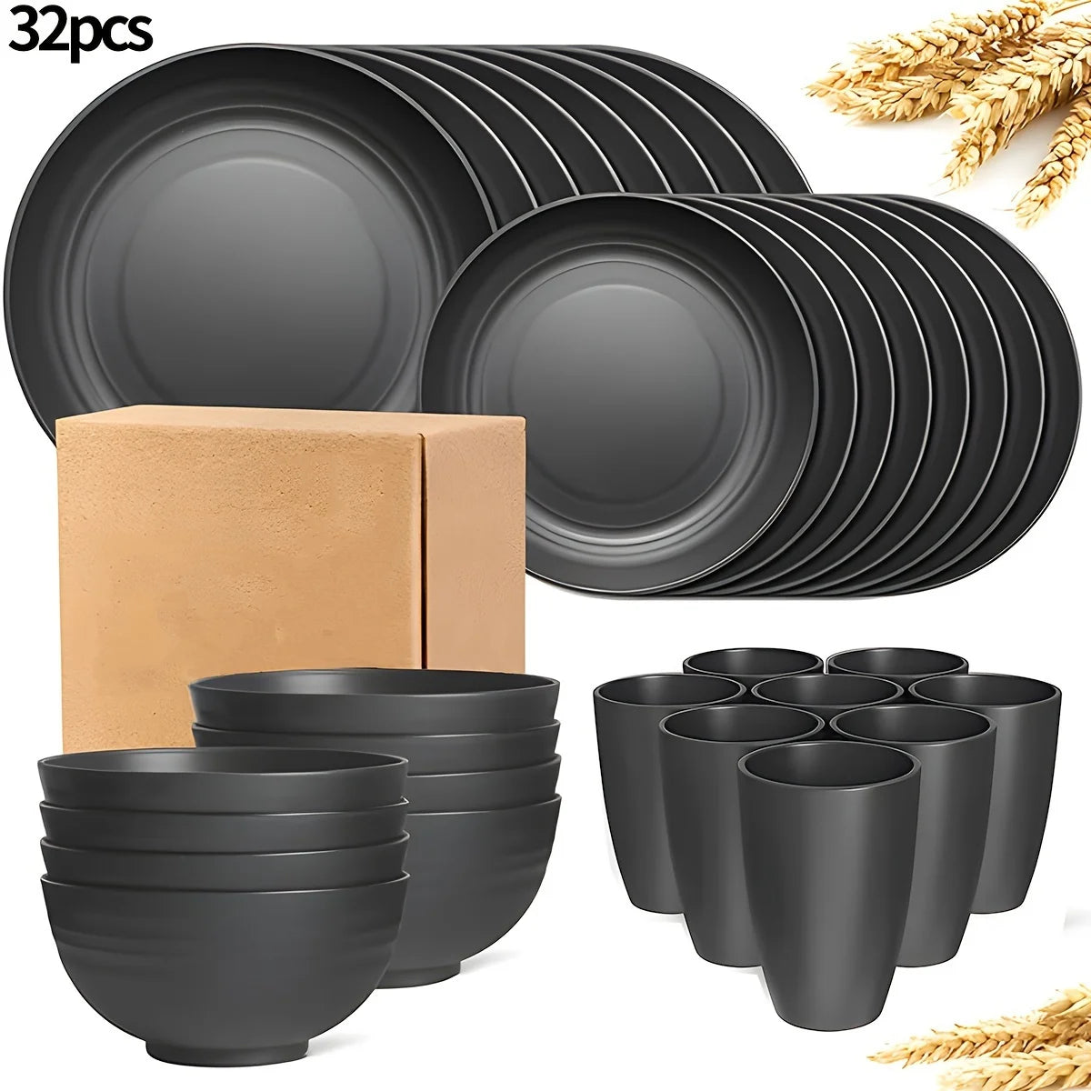 16/32pcs Tableware Set, Include Plates, Bowls Cups