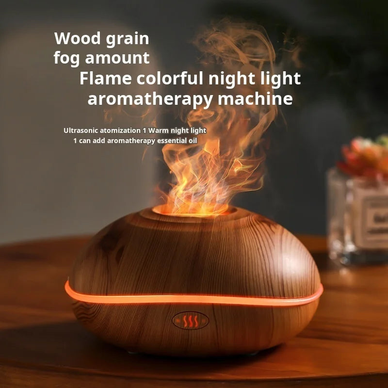 7 colores Fire Flame Wood grain aromatherapy Diffuser