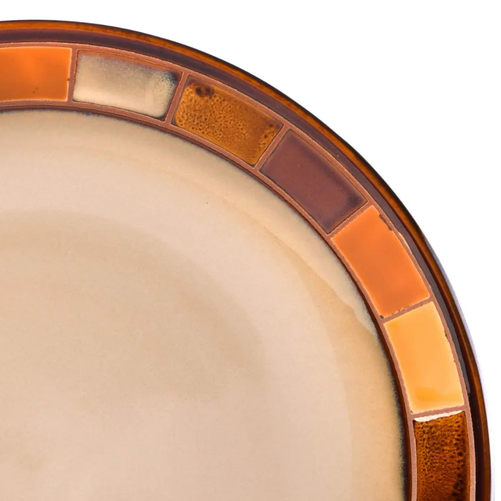 16-piece Beige and Brown Dinnerware