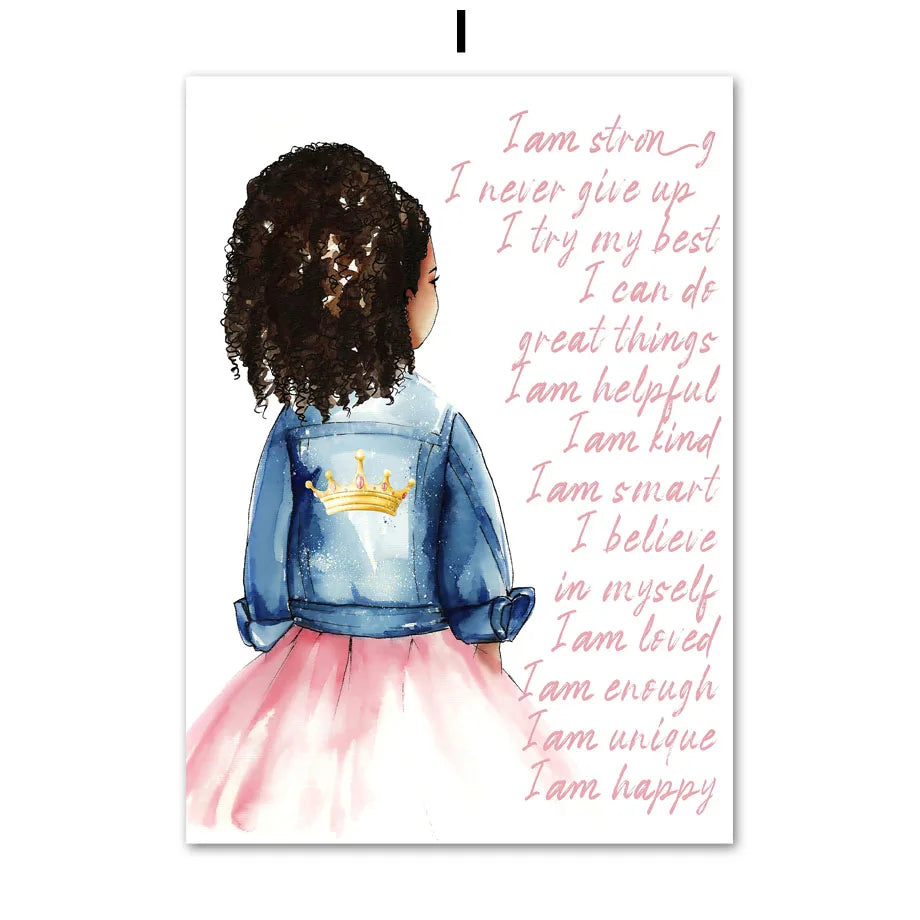 Black Cute Girl Ballet Castle Crown Wall Art Canvas Painting Nordic Posters And Prints Wall Pictures Baby Kids Room Decor